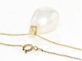 White Cultured Freshwater Pearl 14k Yellow Gold Pendant with Chain