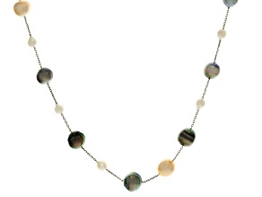 Cultured Japanese Akoya, South Sea, and Tahitian Rhodium Over Sterling Silver Y Necklace