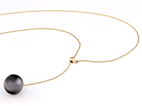 Black Cultured Tahitian Pearl 14k Yellow Gold Y Necklace