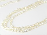 White Cultured Japanese Akoya Pearl Rhodium Over Sterling Silver 3 Strand 20" Necklace