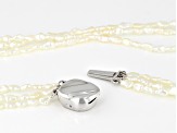 White Cultured Japanese Akoya Pearl Rhodium Over Sterling Silver 3 Strand 20" Necklace