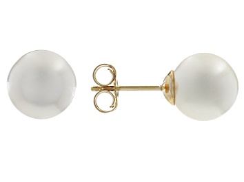 Picture of White Cultured Japanese Akoya Pearl 14k Yellow Gold Stud Earrings