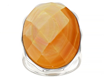 Picture of Golden South Sea Mother-of-Pearl Rhodium Over Sterling Silver Ring