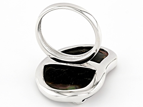 Tahitian Mother-of-Pearl Rhodium Over Sterling Silver Ring