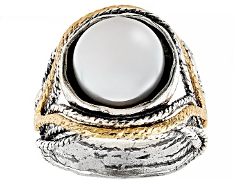 Picture of White Cultured Freshwater Pearl Two-Tone Sterling Silver and 14k Yellow Gold Over Ring