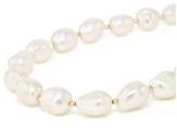 White Cultured Freshwater Pearl 18k Yellow Gold Over Sterling Silver 18" Necklace