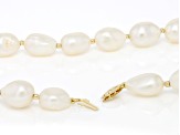 White Cultured Freshwater Pearl 18k Yellow Gold Over Sterling Silver 18" Necklace