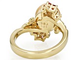 Golden Cultured South Sea Pearl Multi Sapphire and Zircon 18k Yellow Gold Over Sterling Silver Ring