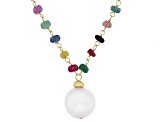 White Cultured Freshwater Pearl, Mahaleo(R) Sapphire, Mahaleo(R)Ruby 18k Gold Over Silver Necklace