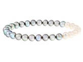 Pink Ombre Cultured Freshwater Pearl Stretch Bracelet Set of Three
