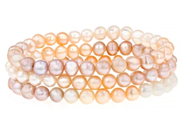 Picture of Pink Ombre Cultured Freshwater Pearl Stretch Bracelet Set of Three