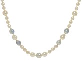 Multi-Color Cultured Japanese Akoya Pearl Rhodium Over Sterling Silver 34" Necklace