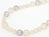 Multi-Color Cultured Japanese Akoya Pearl Rhodium Over Sterling Silver 34" Necklace