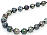 Grey Cultured Tahitian Pearl Black Rhodium Over Sterling Silver 18" Necklace