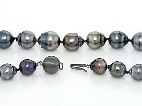 Grey Cultured Tahitian Pearl Black Rhodium Over Sterling Silver 18" Necklace