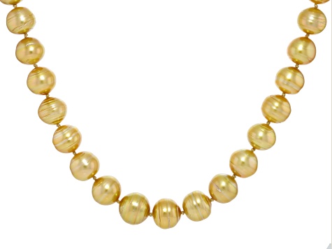 Golden Cultured South Sea Pearl 14k Gold Over Sterling Silver 18" Necklace