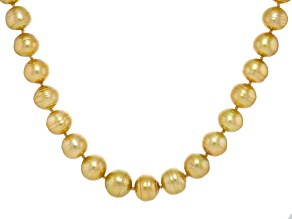 Golden Cultured South Sea Pearl 14k Gold Over Sterling Silver 18" Necklace