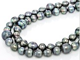 Black Cultured Tahitian Pearl Rhodium Over Sterling Silver 48" Endless Strand Necklace