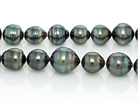 Black Cultured Tahitian Pearl Rhodium Over Sterling Silver 48" Endless Strand Necklace