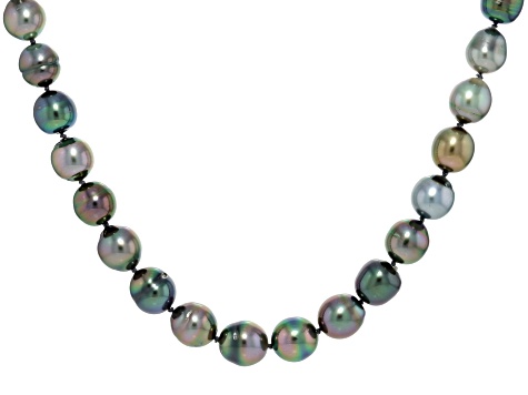 Multi-Color Cultured Gambier Tahitian Pear Rhodium Over Sterling Silver 20" Necklace
