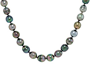 Multi-Color Cultured Gambier Tahitian Pear Rhodium Over Sterling Silver 20" Necklace