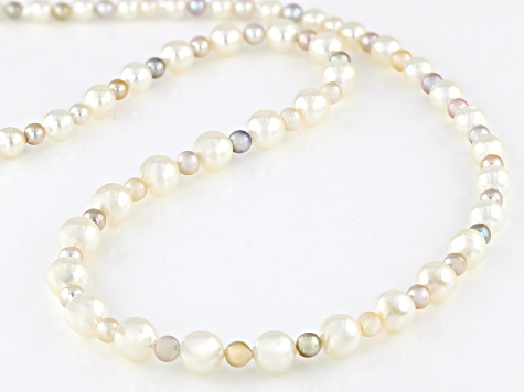 Multi-Color and White Cultured Japanese Akoya Pearl 18k Yellow Gold 20" Necklace