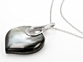 Tahitian Mother-of-Pearl with Cubic Zirconia Accents Rhodium Over Sterling Silver Pendant & Chain