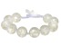 White South Sea Mother-of-Pearl Mosaic Bead Bracelet with Carved Flower Toggle
