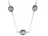 Cultured Japanese Akoya and Cultured Tahitian Pearl 14k Yellow Gold Necklace