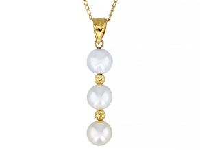 White and Golden Cultured South Sea Pearl 14k Yellow Gold Over Sterling Silver Pendant with Chain