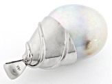 Light Blue Cultured South Sea Pearl Rhodium Over 14k White Gold Pendant