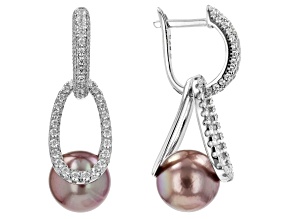 Pink Cultured Kasumiga Pearl & Bella Luce® Rhodium over Sterling Silver Drop Earrings