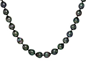 Cultured Tahitian Pearl Rhodium Over Sterling Silver Necklace