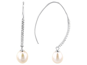 White Cultured Freshwater Pearl And Bella Luce® Rhodium Over Sterling Silver Earrings