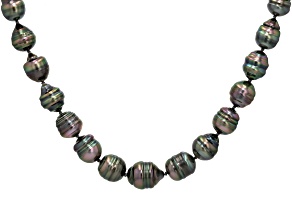 Cultured Tahitian Pearl Rhodium Over Sterling Silver Necklace