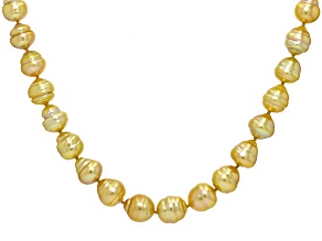 Golden Cultured South Sea Pearl 14k Yellow Gold Over Sterling Silver Necklace