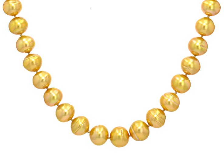 Golden Cultured South Sea Pearl 14k Yellow Gold Necklace - APL388 | JTV