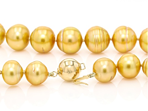 Golden Cultured South Sea Pearl 14k Yellow Gold Necklace - APL388 | JTV