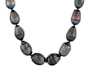 Cultured Tahitian Pearl Rhodium Over Sterling Silver Necklace