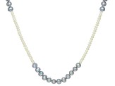 Platinum And White Cultured Freshwater Pearl Rhodium Over Sterling Silver Necklace