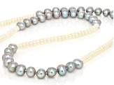 Platinum And White Cultured Freshwater Pearl Rhodium Over Sterling Silver Necklace