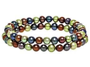 Multi-Color Freshwater Pearl Bracelet Set of 2