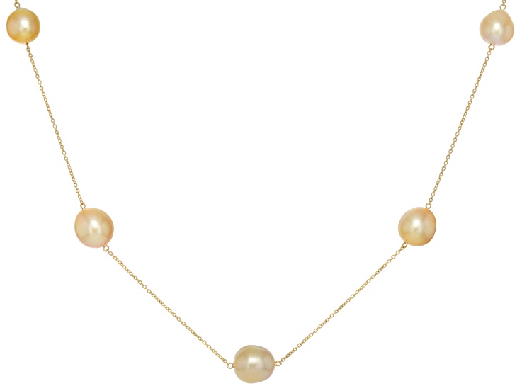 Golden Cultured South Sea Pearl 14k Yellow Gold Necklace - APL438