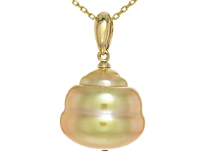 Golden Cultured South Sea Pearl 14k Yellow Gold Pendant