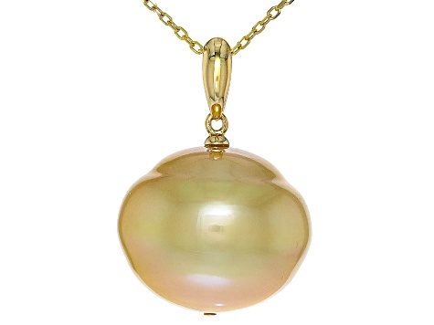 Golden Cultured South Sea Pearl 14k Yellow Gold Pendant