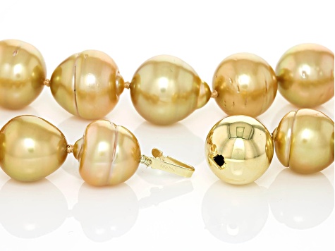 Golden Cultured South Sea Pearl 14k Yellow Gold Necklace - APL443 | JTV