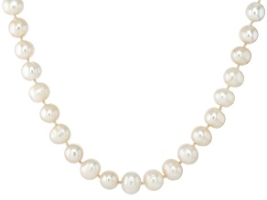 White Cultured Freshwater Pearl Rhodium Over Sterling Silver Necklace