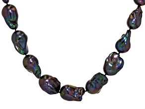 Genusis™ Black Cultured Freshwater Pearl 14k Yellow Gold Over Sterling Silver Necklace