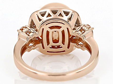 Peach Cultured Freshwater Pearl With Morganite and Zircon 18k Rose Gold Over Sterling Silver Ring