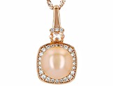 Peach Cultured Freshwater Pearl Morganite & Zircon 18k Rose Gold Over Silver Pendant With Chain